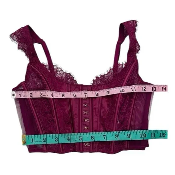 Victoria’s Secret Dream Angels Burgundy Lace Corset Bustier Gothic Romance Top - Picture 5 of 16